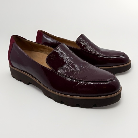 VIONIC BURGUNDY Kensley Slip On Loafer PATENT LEATHER WOMEN‎ 8.5 Comfort - Picture 1 of 12